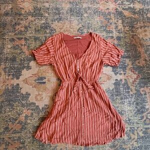 Abercrombie & Fitch Rust Striped V-Neck Top
